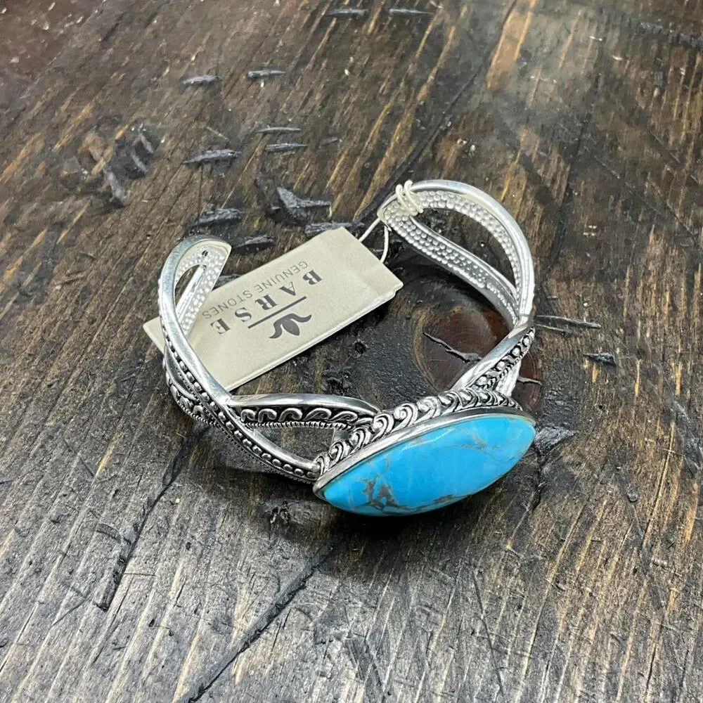 Barse Suguna Cuff Bracelet- Blue Howlite- Silver- NWT - Picture 4 of 7